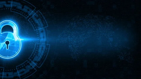 Blue Key with circle rotation on earth maps background and futuristic technology Stock Footage 152674090