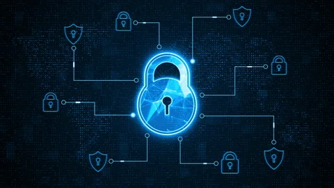 Blue Key with connection futuristic technology abstract background Video stock 152674237