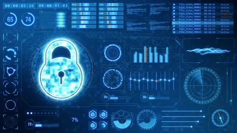 Blue key with head up display background and futuristic technology background Stock Footage 153275712