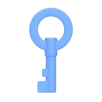 Blue key isolated on white background Illustrazione stock