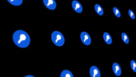 Blue key rounded pattern seamless tiles loop, security concept animation Stock Footage 308539047