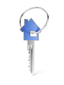 Blue key shaped as house Stock Illustration