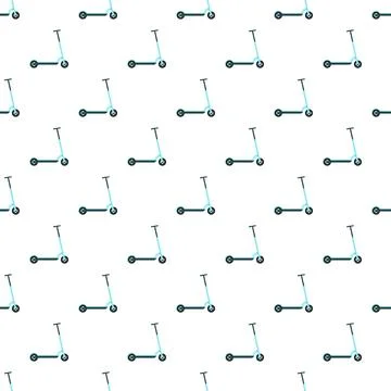 Blue kick scooter seamless pattern illustrating urban mobility Stock Illustration
