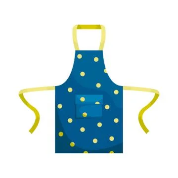 Blue kitchen apron with polka dots. Isolated flat vector illustration. Stock Illustration
