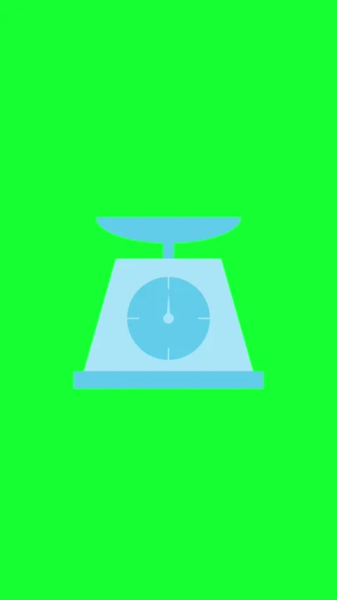 Blue Kitchen Scale Icon Animation on Green Screen Video stock 346569336