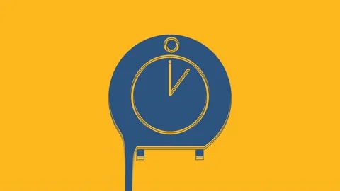 Blue Kitchen timer icon isolated on orange background. Cooking utensil. 4K Video 動画素材 234287465