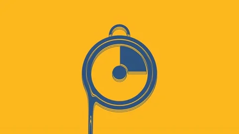Blue Kitchen timer icon isolated on orange background. Cooking utensil. 4K Video 動画素材 234288220