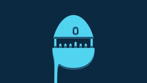 Blue Kitchen timer icon isolated on blue background. Cooking utensil. 4K Video 動画素材 235943097
