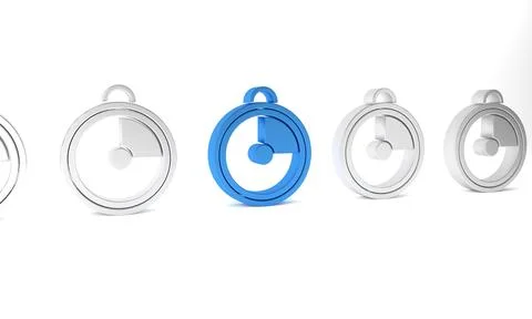 Blue Kitchen timer icon isolated on white background. Cooking utensil. Mini.. Illustrazione stock
