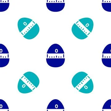 Blue Kitchen timer icon isolated seamless pattern on white background. Cook.. Stock Illustration