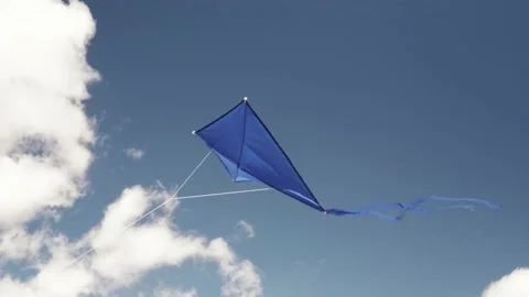 A blue kite soars in the sky. Stock Footage 153465099