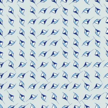 Blue kites seamless vector pattern Stock Illustration