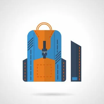 Blue knapsack flat vector icon 库存插图