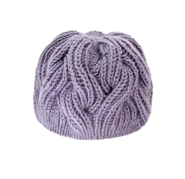 Blue knitted wool hat with a pattern Stock Photos