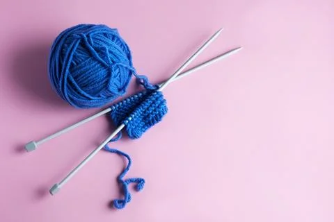 Blue knitted wool Stock Photos
