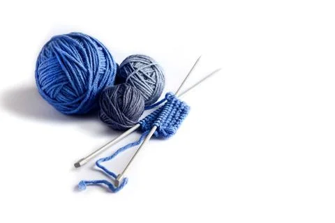 Blue knitted wool Stock Photos
