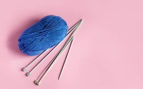 Blue knitted wool Stock Photos