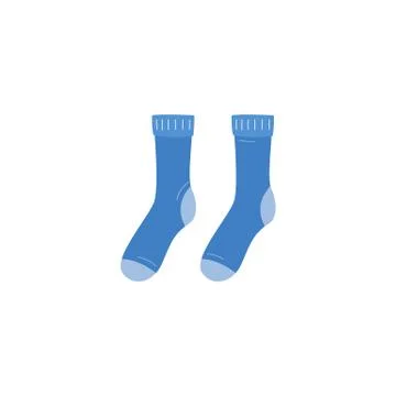 Blue knitted wool socks pair cartoon icon flat vector illustration isolated. Stock Illustration