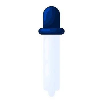Blue Lab Dropper Pipette Flat Design Clipart Stock Illustration