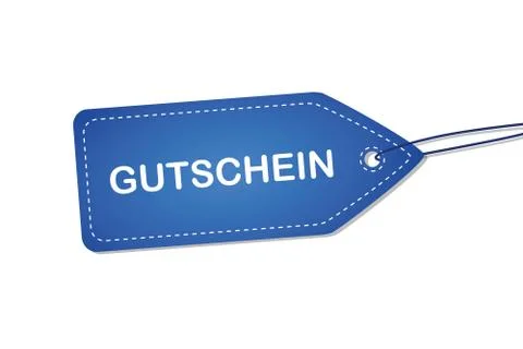 Blue label with german word for voucher Stock-Illustration