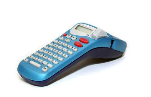 Blue label maker Foto stock