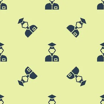 Blue Laboratory assistant icon isolated seamless pattern on yellow background Stock Illustration