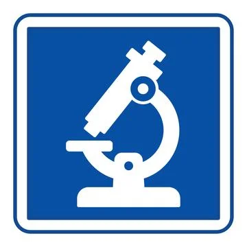 Blue Laboratory Sign. Vector Icon. Research Microscope. Scientific and Tech.. Stock Illustration