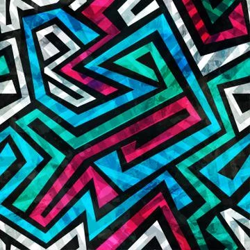 Blue labyrinth seamless pattern Stock Illustration