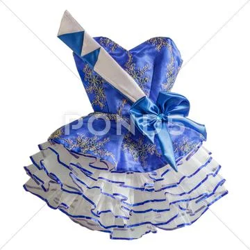 Blue lace dress for girl isolated. Stock Photos