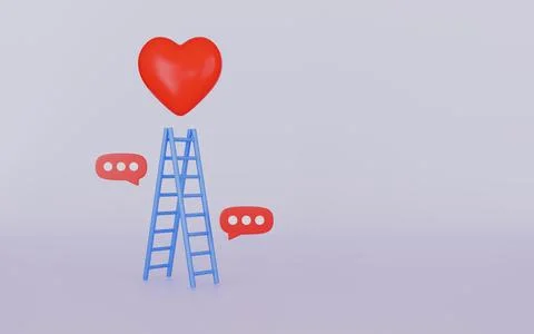 Blue ladder or stepladder with red heart, Health love or world heart day Stock Illustration