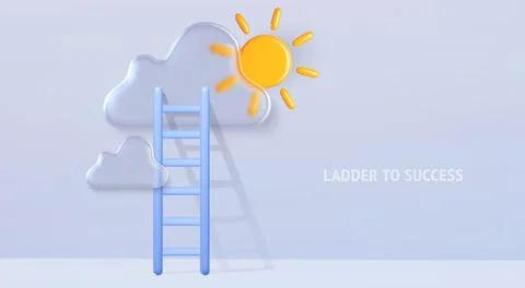 Blue ladder reaching through cloud 스톡 일러스트