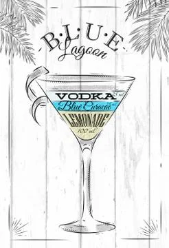 Blue lagoon cocktail Stock Illustration