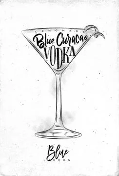 Blue lagoon cocktail Stock Illustration