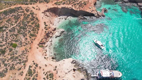 Blue Lagoon Comino Malta drone 4K ProRes Rec.709 footage Stock Footage 310487987
