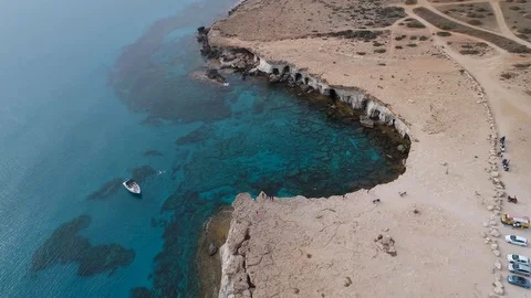 Blue lagoon in Cyprus. Top view place Stock Footage 103475219