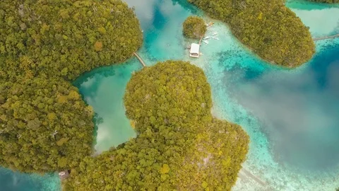 blue lagoon with islands | Stock Video | Pond5
