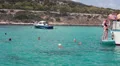 Blue lagoon in Mediterranean Sea, village of Latchi, Cyprus HD Footage