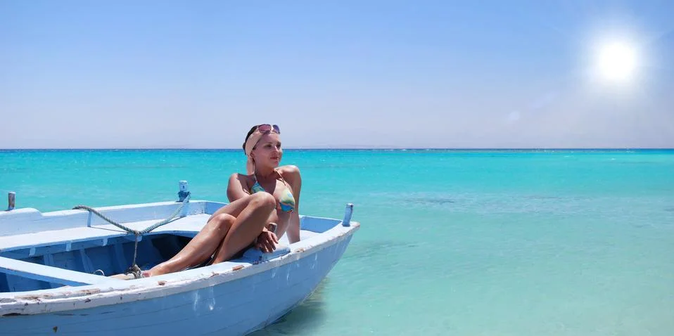 In blue lagoon Stock Photos