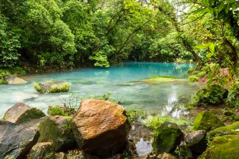 Blue lagoon on Rio Celeste Stock Photos
