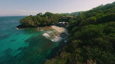 Blue lagoon view in Bali — FPV drone view Stock-Footage 249334941