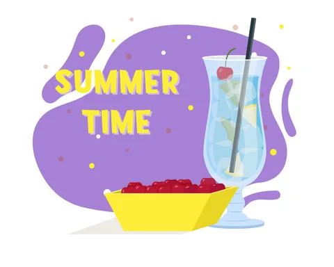 Blue lagoon. Winter drink. Flat vector illustration Stock Illustration