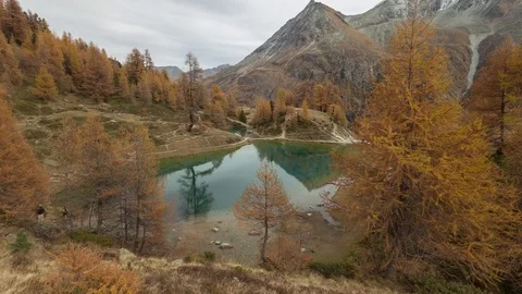 The Blue Lake in Arolla is located at the end of Val d'Hérens, Switzerland. Stock Footage 83452126