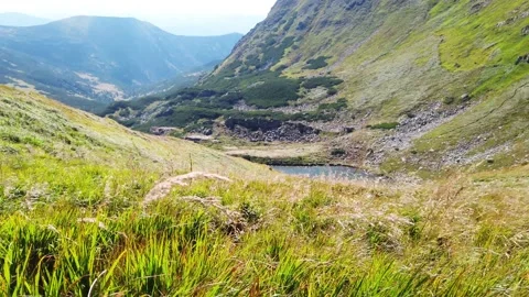 Blue lake landscape in mountains Stock Footage 158098085