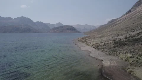 A BLUE LAKE IN THE MOUNTAIN Stock Footage 326228462