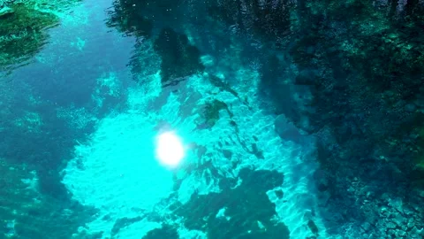 Blue lake in sunlight Stock Footage 294039577