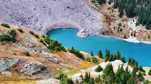 Blue Lakes Drone 08 | Mount Sneffels Wilderness | San Juan's Colorado | 4K Stock Footage 293245299