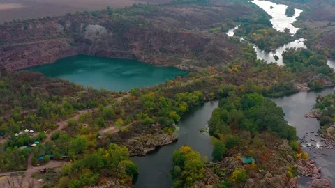 Blue lakes in Oleshna. Stock Footage 200822573