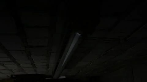 Blue Lamp In The Basement Stock-Footage 64051324