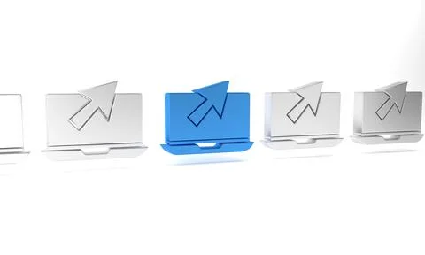 Blue Laptop and cursor icon isolated on white background. Computer notebook.. イラスト素材
