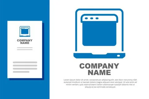 Blue Laptop with browser window icon isolated on white background. Computer Stock Illustration